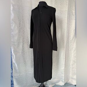 DKNY Black Long Sleeve Button-Down Dress